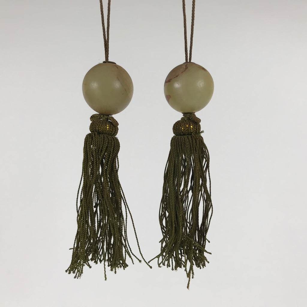 Japanese Agate Stone Hanging Scroll Weights Fuchin Kakejiku Green Tassel FC375-AD - Scroll Accessory-chidorivintage.com