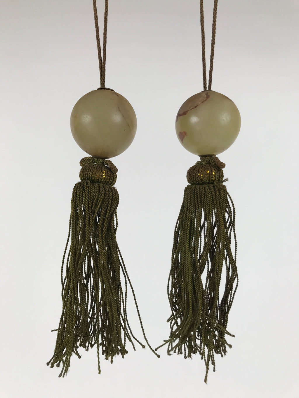 Japanese Agate Stone Hanging Scroll Weights Fuchin Kakejiku Green Tassel FC375-AD - Scroll Accessory-chidorivintage.com
