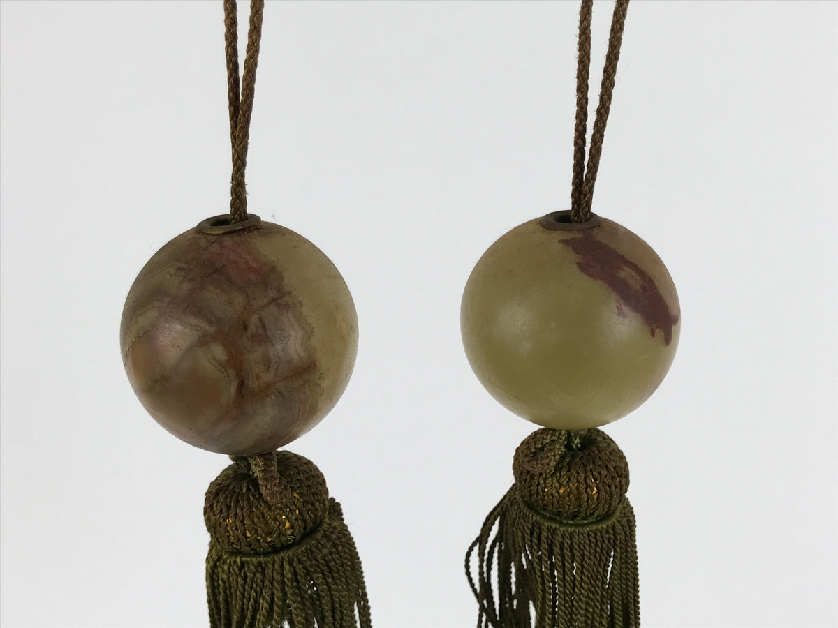 Japanese Agate Stone Hanging Scroll Weights Fuchin Kakejiku Green Tassel FC375-AD - Scroll Accessory-chidorivintage.com