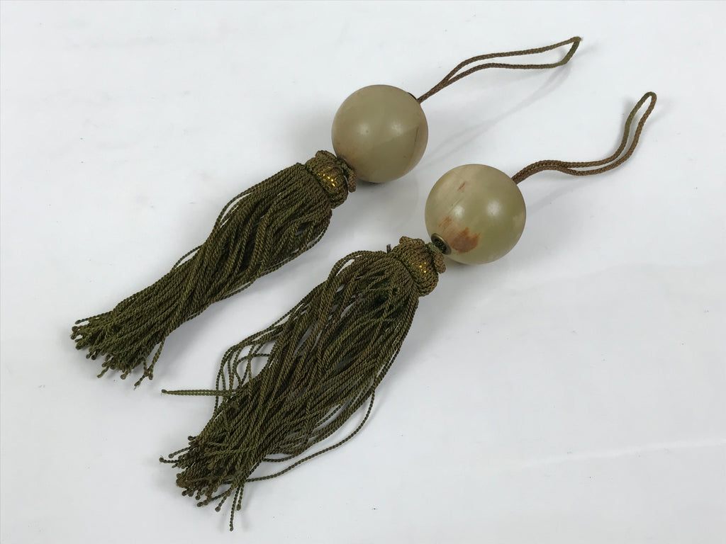 Japanese Agate Stone Hanging Scroll Weights Fuchin Kakejiku Green Tassel FC375-AD - Scroll Accessory-chidorivintage.com
