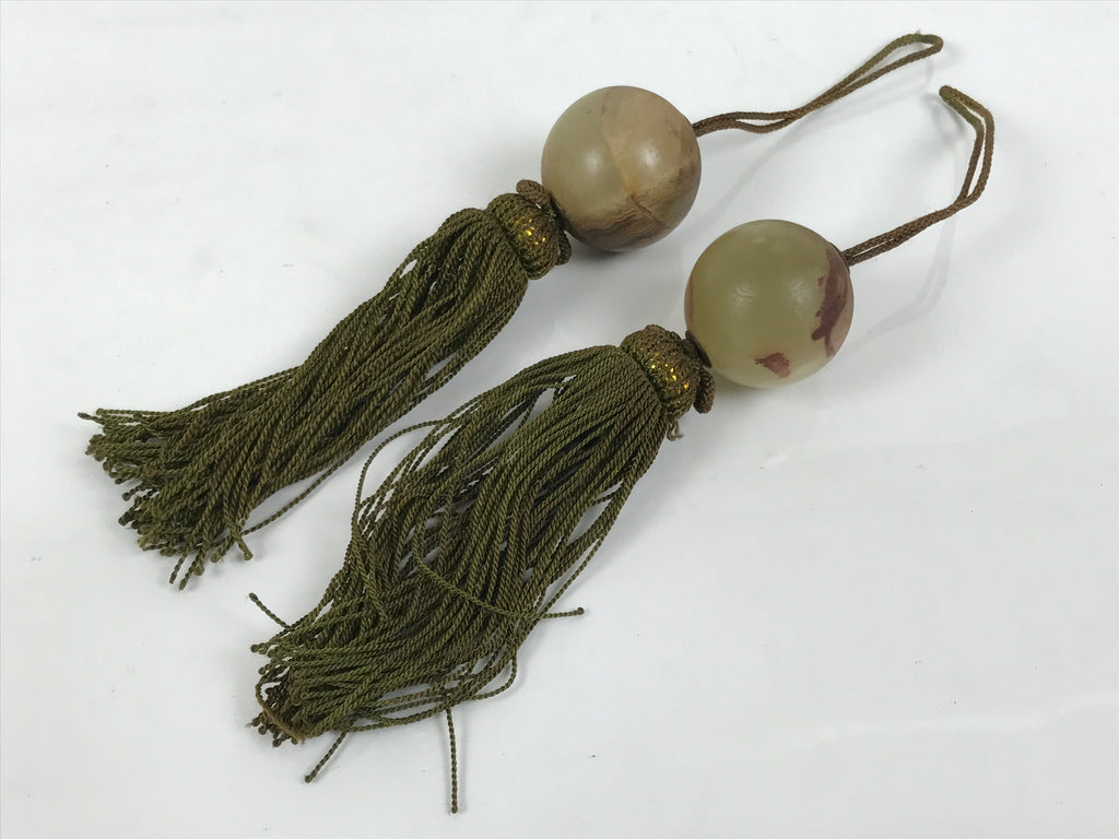 Japanese Agate Stone Hanging Scroll Weights Fuchin Kakejiku Green Tassel FC375-AD - Scroll Accessory-chidorivintage.com