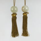 Japanese Agate Stone Hanging Scroll Weights Vtg Fuchin Kakejiku Beige Gold FC384-AD - Scroll Accessory-chidorivintage.com