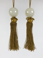Japanese Agate Stone Hanging Scroll Weights Vtg Fuchin Kakejiku Beige Gold FC384-AD - Scroll Accessory-chidorivintage.com