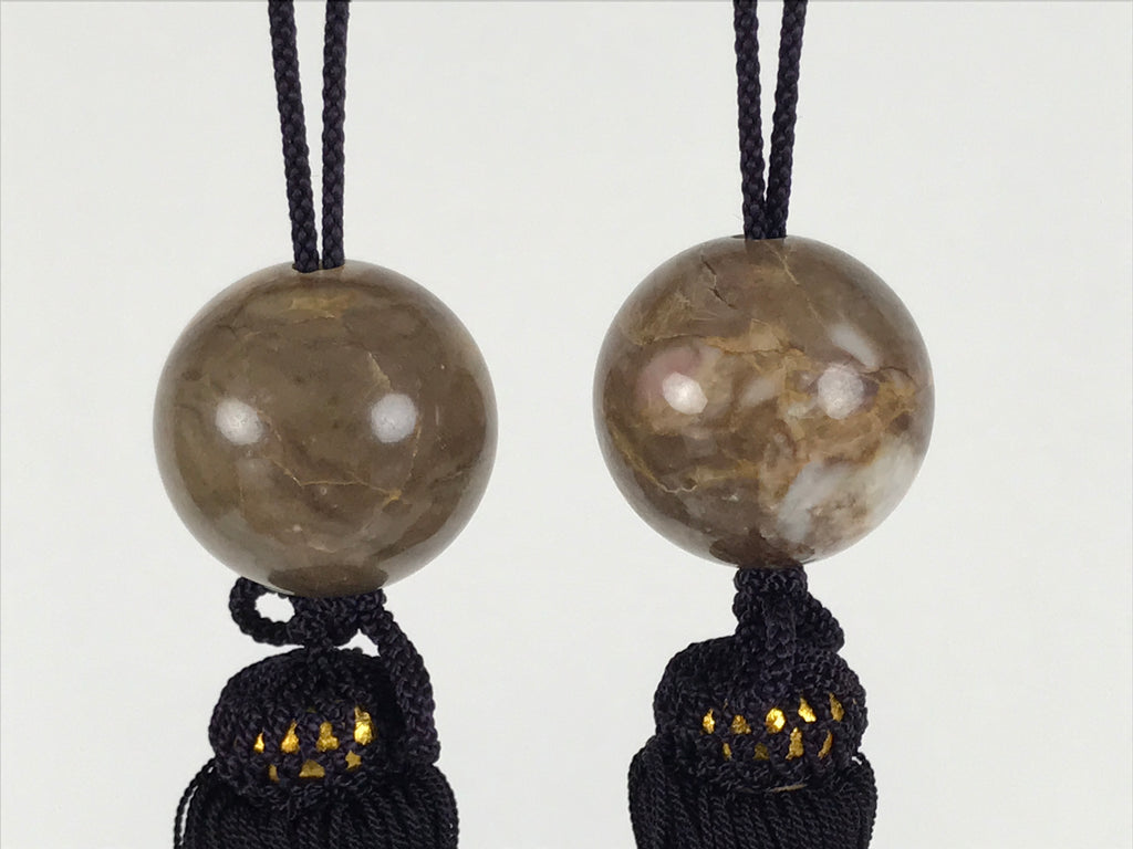 Japanese Granite Stone Hanging Scroll Weights Fuchin Kakejiku Brown Purple FC385-AD - Scroll Accessory-chidorivintage.com