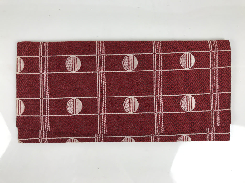 Japanese Silk Fabric Long Kimono Wallet Vtg Kashiire Red White Geometric KB101-TX - Kimono Accessories-chidorivintage.com