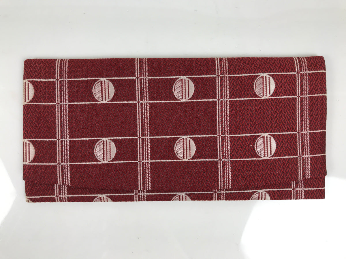 Japanese Silk Fabric Long Kimono Wallet Vtg Kashiire Red White Geometric KB101-TX - Kimono Accessories-chidorivintage.com