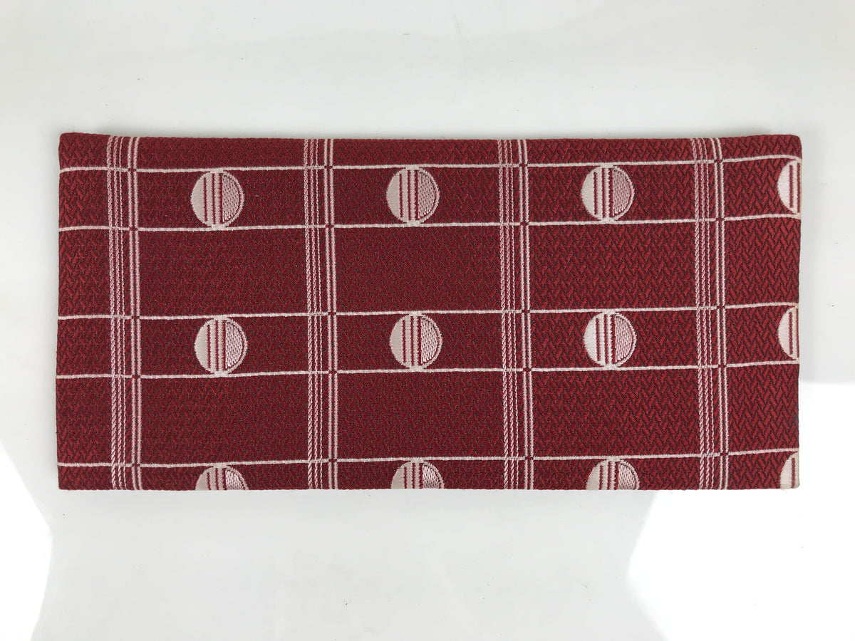Japanese Silk Fabric Long Kimono Wallet Vtg Kashiire Red White Geometric KB101-TX - Kimono Accessories-chidorivintage.com