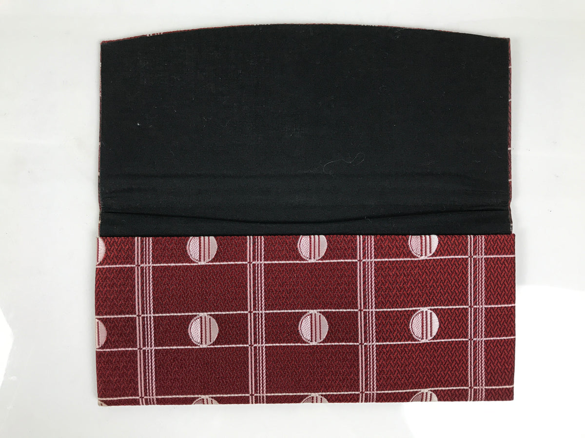 Japanese Silk Fabric Long Kimono Wallet Vtg Kashiire Red White Geometric KB101-TX - Kimono Accessories-chidorivintage.com