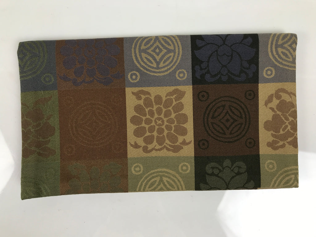Japanese Fukusa Sutra Book Silk Cover Vtg Funeral Gift Chrysanthemum Brown BT20-TX - Other-chidorivintage.com