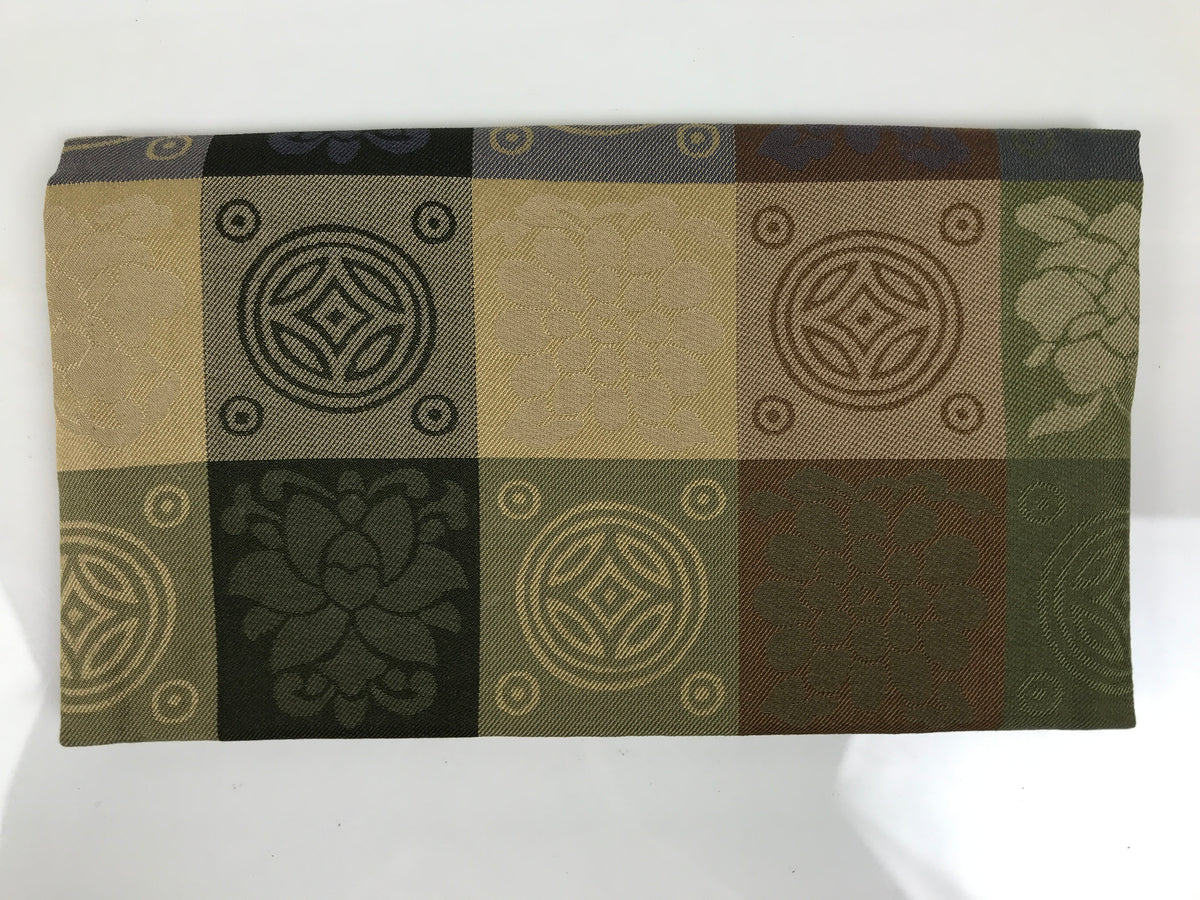 Japanese Fukusa Sutra Book Silk Cover Vtg Funeral Gift Chrysanthemum Brown BT20-TX - Other-chidorivintage.com