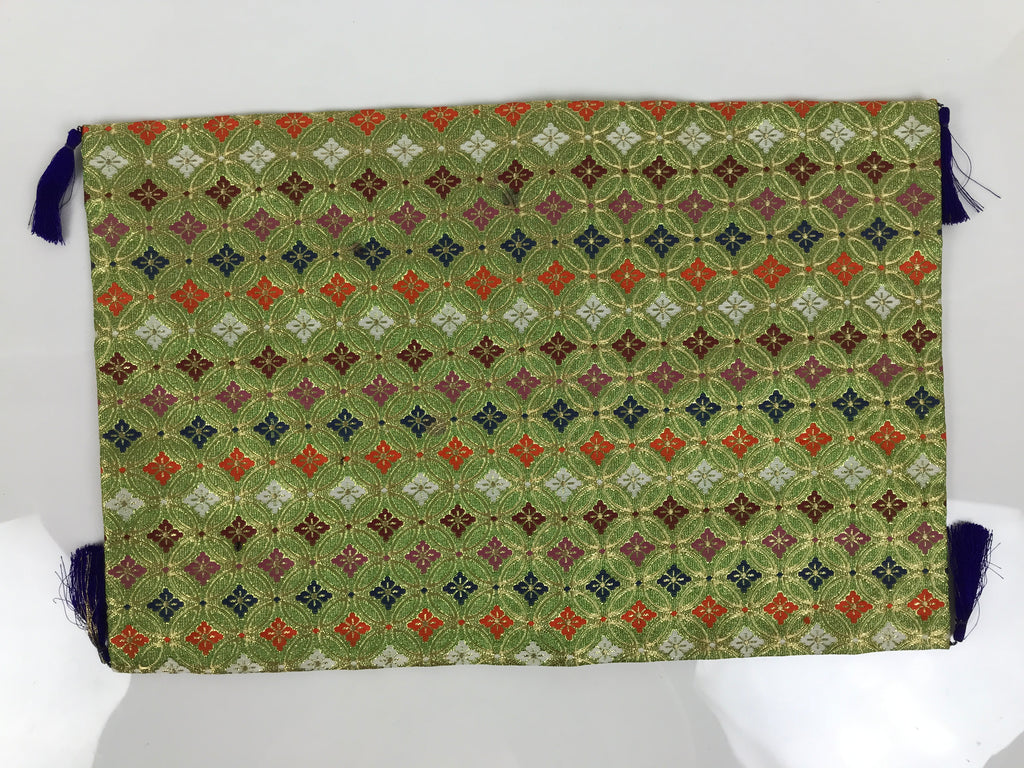 Japanese Buddhist Altar Silk Table Cloth Uchishiki Kyozukue Shippo Green BT22-OT - Buddhist-chidorivintage.com