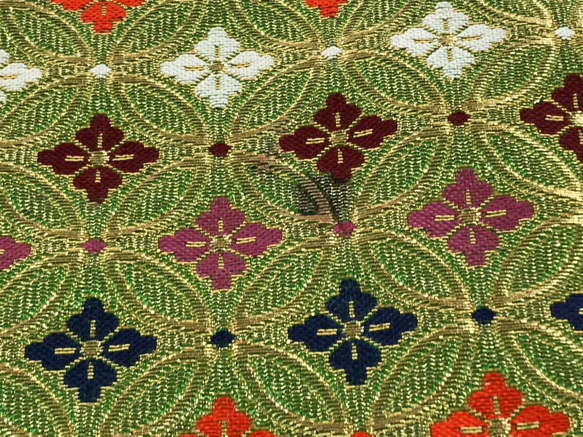 Japanese Buddhist Altar Silk Table Cloth Uchishiki Kyozukue Shippo Green BT22-OT - Buddhist-chidorivintage.com