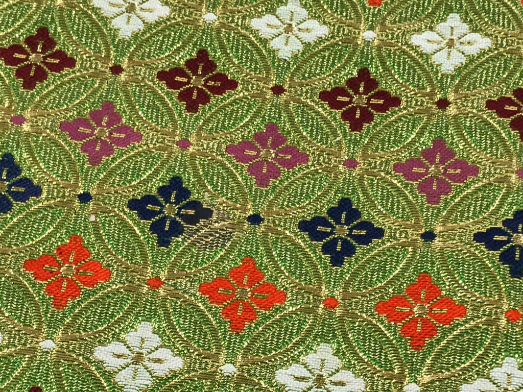 Japanese Buddhist Altar Silk Table Cloth Uchishiki Kyozukue Shippo Green BT22-OT - Buddhist-chidorivintage.com