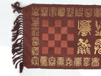 Japanese Large Silk Table Cloth Mat Vtg Longevity Kanji Brown Gold Kyozukue BT35-OT - Buddhist-chidorivintage.com