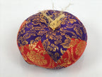 Japanese Buddhist Orin Bell Singing Bowl Fabric Pillow Vtg Purple Red Gold BT15-OT - Buddhist-chidorivintage.com