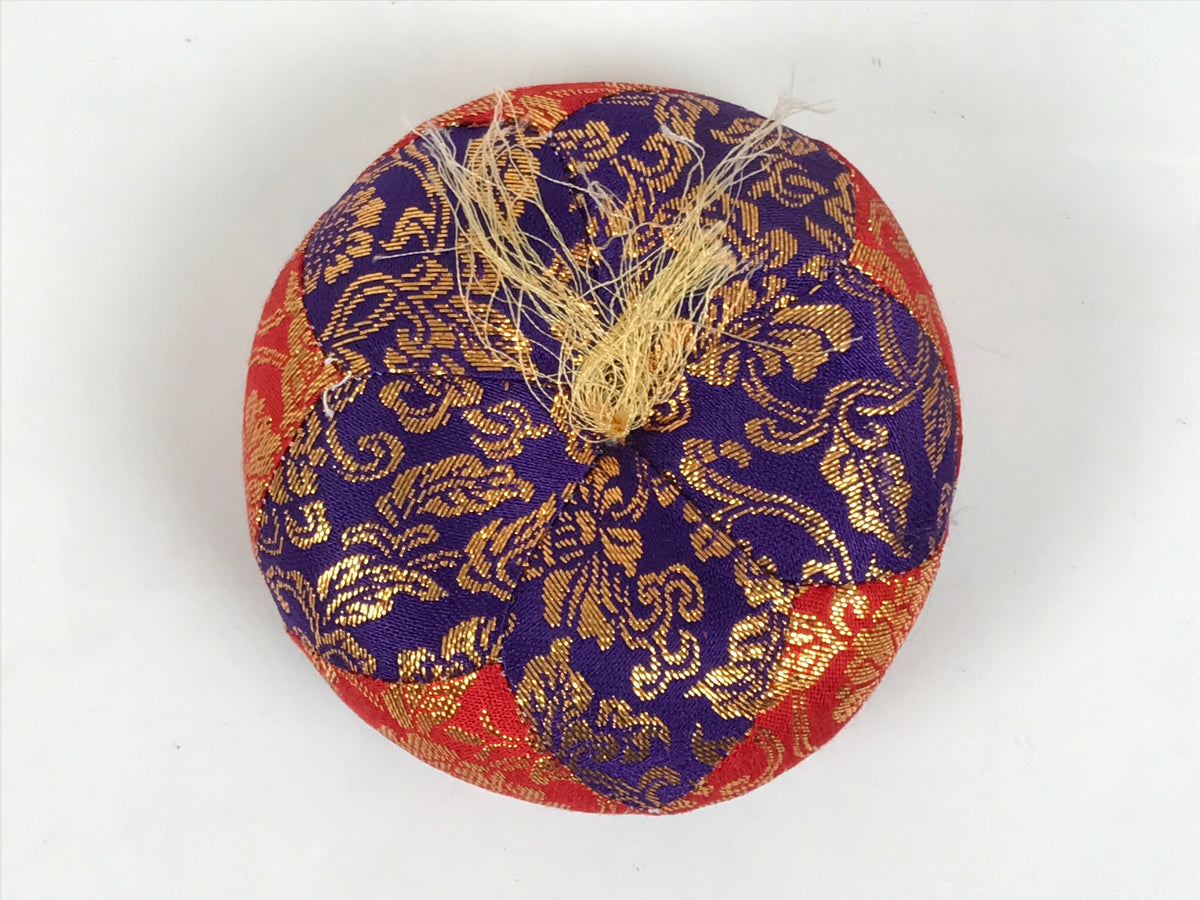 Japanese Buddhist Orin Bell Singing Bowl Fabric Pillow Vtg Purple Red Gold BT15-OT - Buddhist-chidorivintage.com