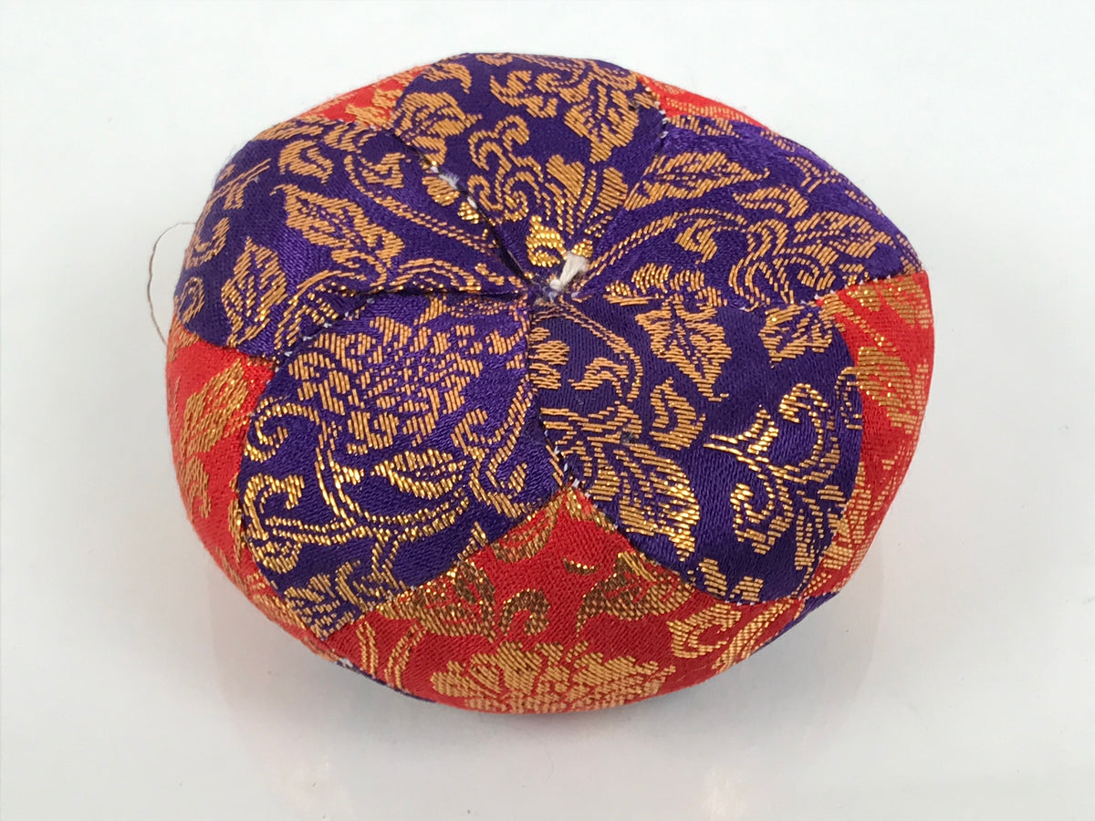 Japanese Buddhist Orin Bell Singing Bowl Fabric Pillow Vtg Purple Red Gold BT15-OT - Buddhist-chidorivintage.com