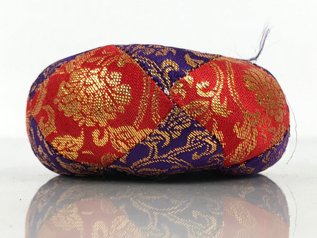Japanese Buddhist Orin Bell Singing Bowl Fabric Pillow Vtg Purple Red Gold BT15-OT - Buddhist-chidorivintage.com