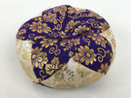 Japanese Buddhist Orin Bell Singing Bowl Fabric Pillow Purple Gold Floral BT16-OT - Buddhist-chidorivintage.com