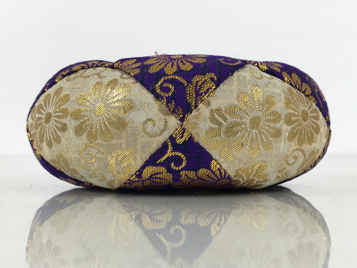 Japanese Buddhist Orin Bell Singing Bowl Fabric Pillow Purple Gold Floral BT16-OT - Buddhist-chidorivintage.com