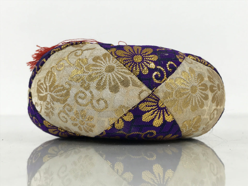 Japanese Buddhist Orin Bell Singing Bowl Fabric Pillow Purple Gold Floral BT16-OT - Buddhist-chidorivintage.com