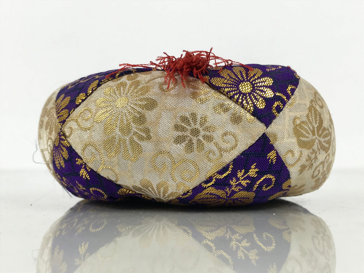 Japanese Buddhist Orin Bell Singing Bowl Fabric Pillow Purple Gold Floral BT16-OT - Buddhist-chidorivintage.com