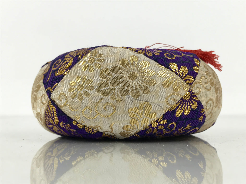 Japanese Buddhist Orin Bell Singing Bowl Fabric Pillow Purple Gold Floral BT16-OT - Buddhist-chidorivintage.com