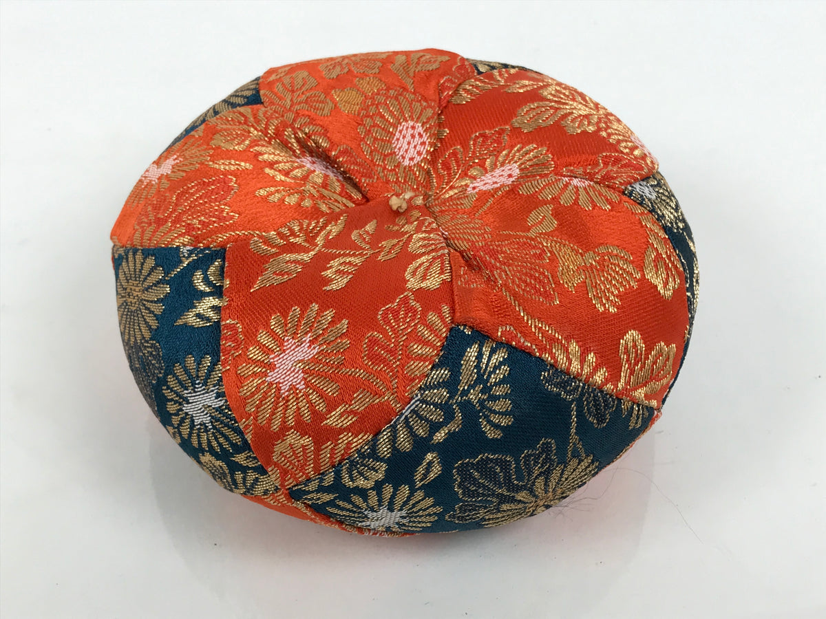 Japanese Buddhist Orin Bell Singing Bowl Fabric Pillow Vtg Orange Blue Gold BT17-OT - Buddhist-chidorivintage.com