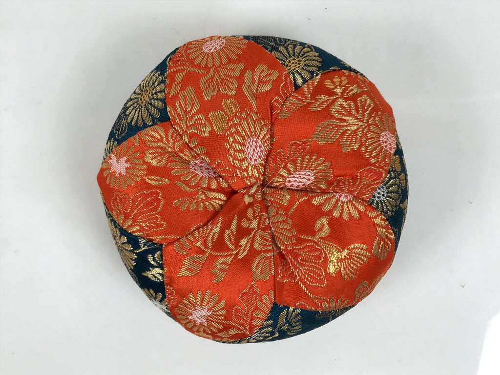 Japanese Buddhist Orin Bell Singing Bowl Fabric Pillow Vtg Orange Blue Gold BT17-OT - Buddhist-chidorivintage.com
