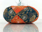 Japanese Buddhist Orin Bell Singing Bowl Fabric Pillow Vtg Orange Blue Gold BT17-OT - Buddhist-chidorivintage.com