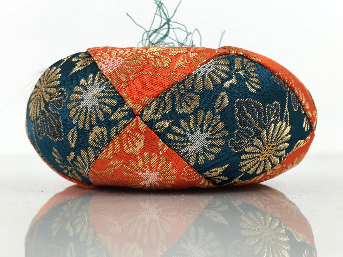 Japanese Buddhist Orin Bell Singing Bowl Fabric Pillow Vtg Orange Blue Gold BT17-OT - Buddhist-chidorivintage.com