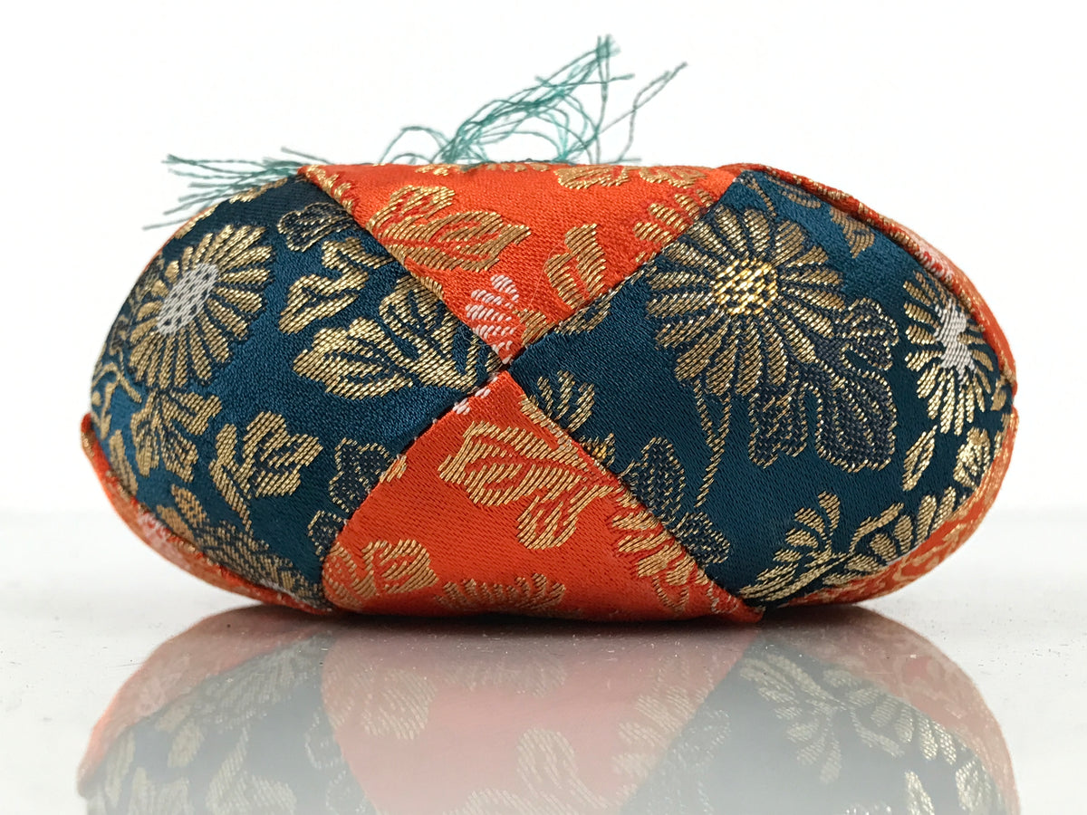 Japanese Buddhist Orin Bell Singing Bowl Fabric Pillow Vtg Orange Blue Gold BT17-OT - Buddhist-chidorivintage.com