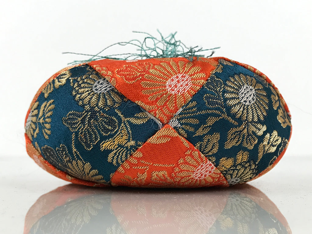 Japanese Buddhist Orin Bell Singing Bowl Fabric Pillow Vtg Orange Blue Gold BT17-OT - Buddhist-chidorivintage.com