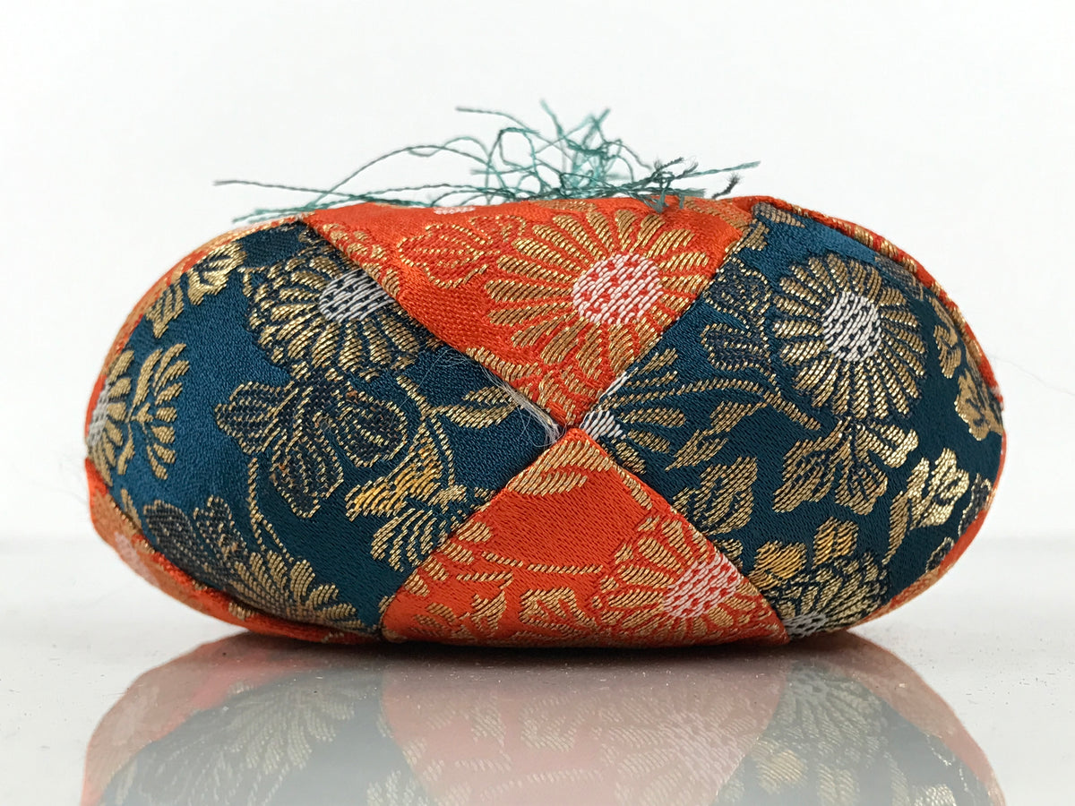 Japanese Buddhist Orin Bell Singing Bowl Fabric Pillow Vtg Orange Blue Gold BT17-OT - Buddhist-chidorivintage.com