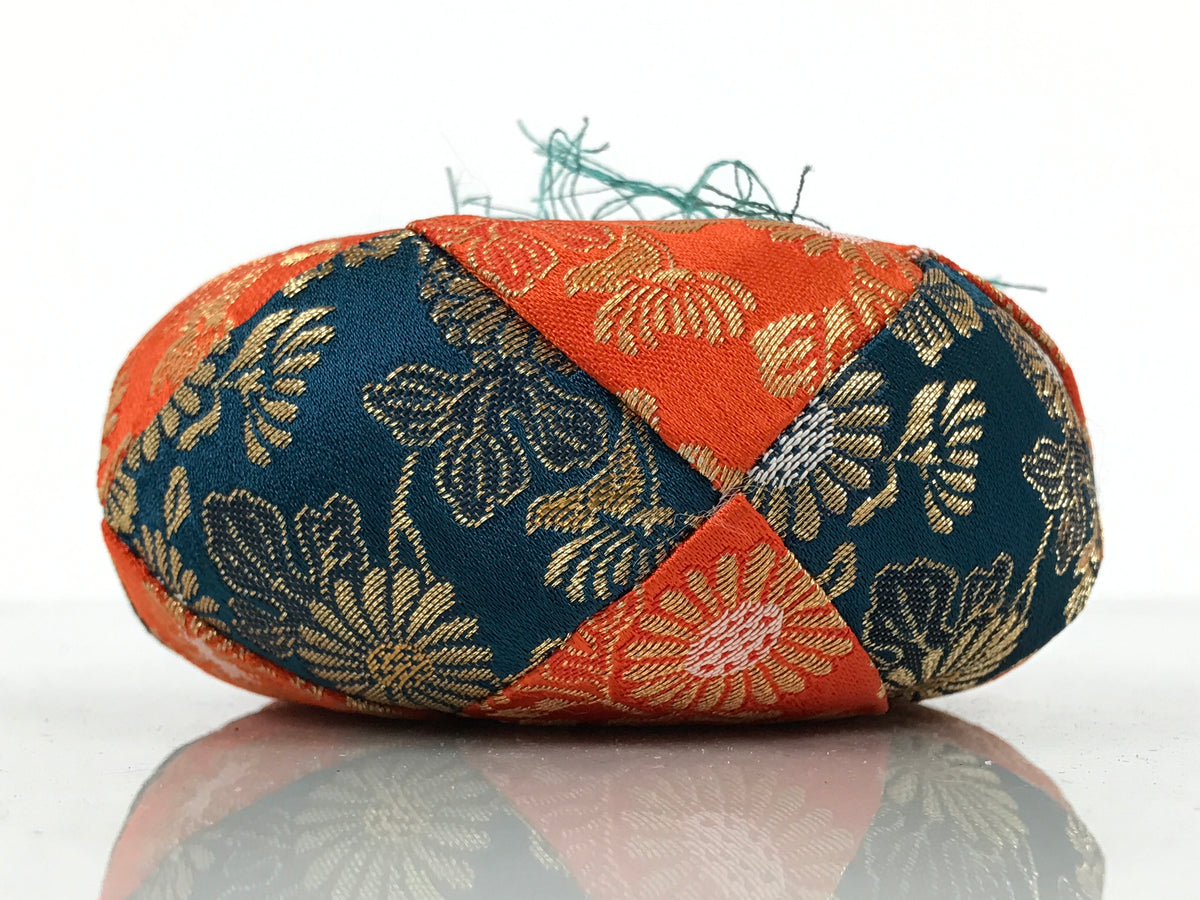 Japanese Buddhist Orin Bell Singing Bowl Fabric Pillow Vtg Orange Blue Gold BT17-OT - Buddhist-chidorivintage.com