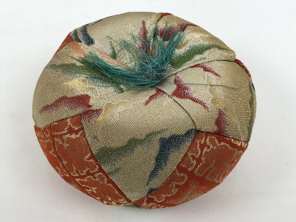 Japanese Buddhist Orin Bell Singing Bowl Fabric Pillow Vtg Orange Blue Gold BT18-OT - Buddhist-chidorivintage.com