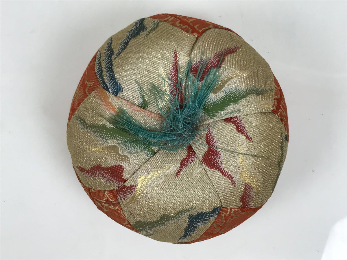 Japanese Buddhist Orin Bell Singing Bowl Fabric Pillow Vtg Orange Blue Gold BT18-OT - Buddhist-chidorivintage.com
