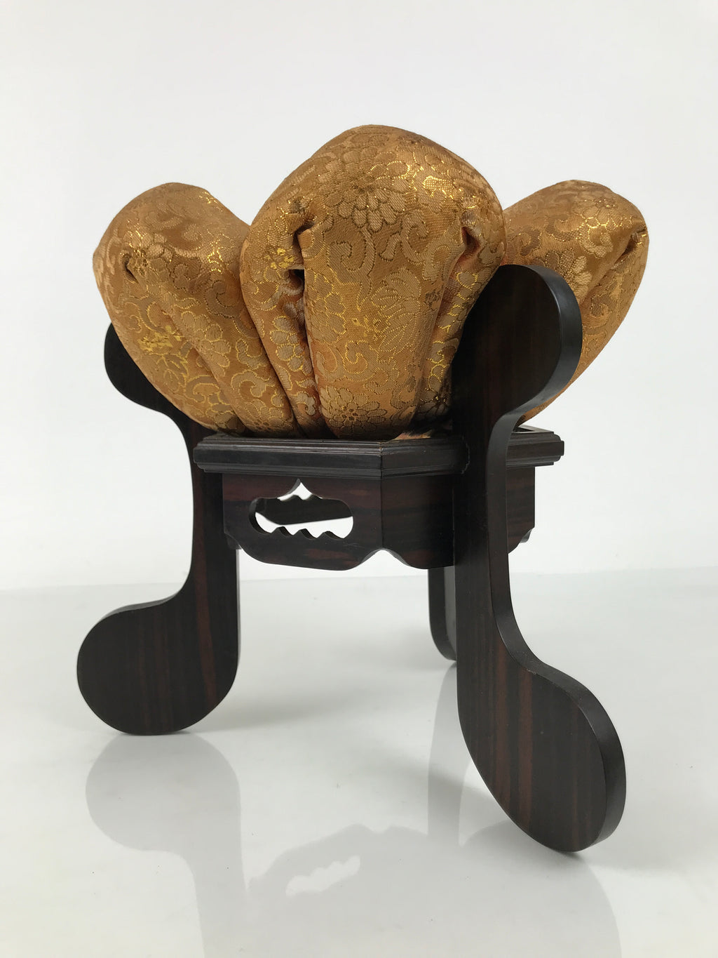 Japanese Buddhist Wooden Orin Singing Bell Stand Vtg Pillow Red Gold Flower BT45-OT - Buddhist-chidorivintage.com