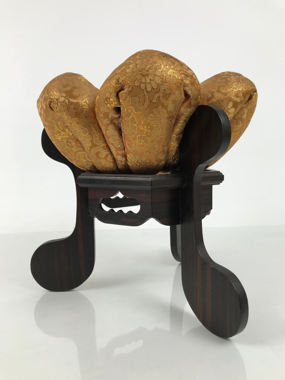 Japanese Buddhist Wooden Orin Singing Bell Stand Vtg Pillow Red Gold Flower BT45-OT - Buddhist-chidorivintage.com