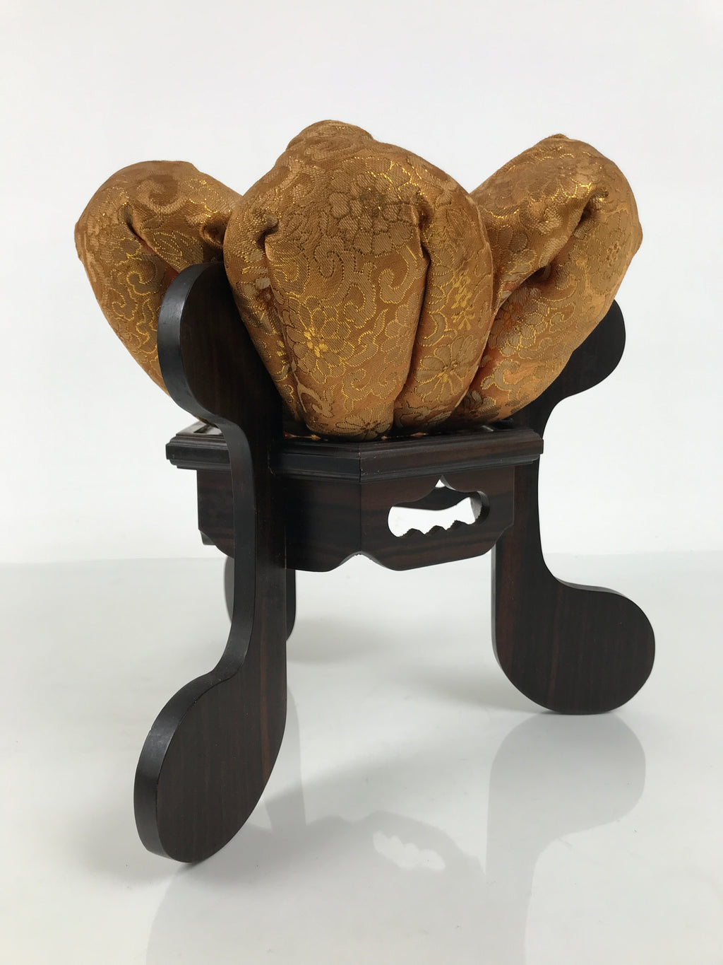 Japanese Buddhist Wooden Orin Singing Bell Stand Vtg Pillow Red Gold Flower BT45-OT - Buddhist-chidorivintage.com