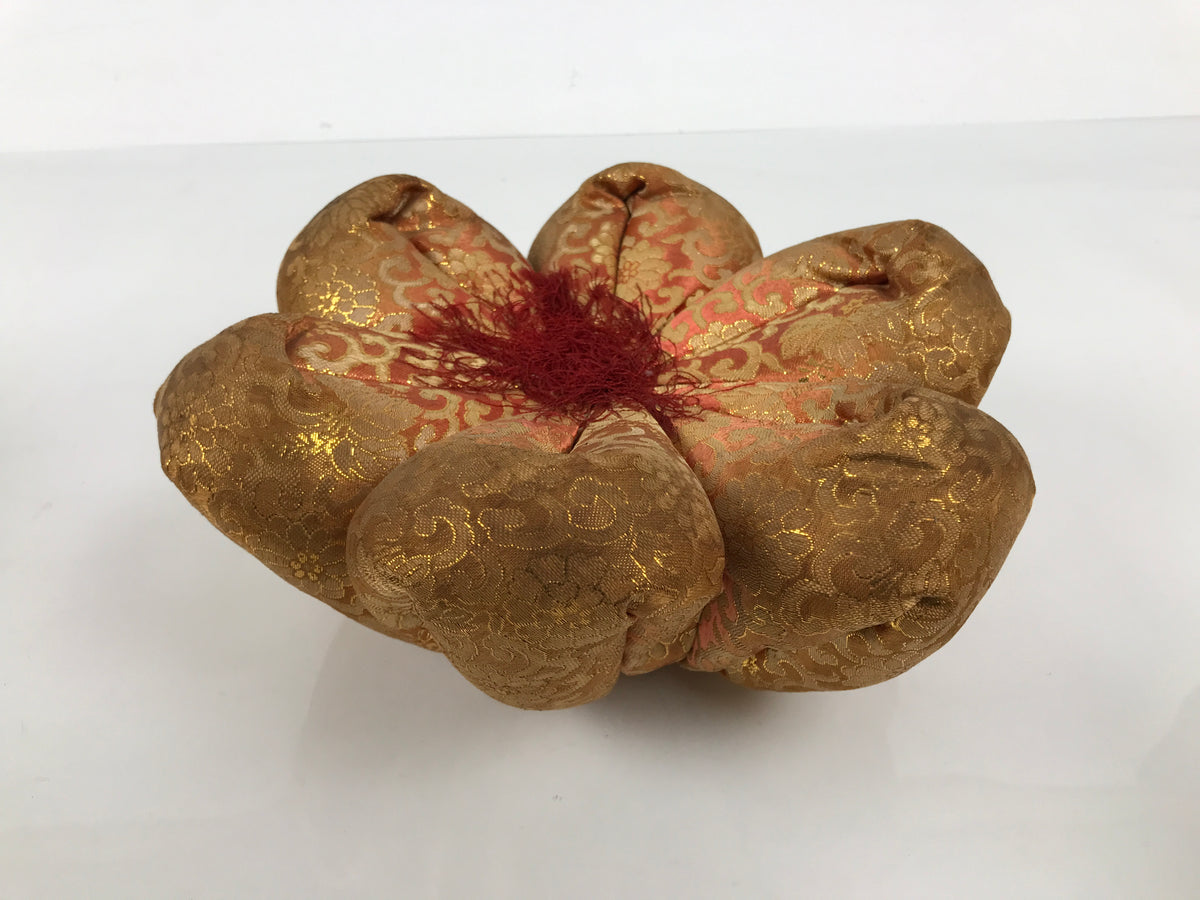 Japanese Buddhist Wooden Orin Singing Bell Stand Vtg Pillow Red Gold Flower BT45-OT - Buddhist-chidorivintage.com