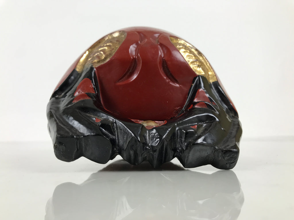 Japanese Carved Wooden Buddhist Drum Mokugyo Vtg Altar Fitting Lacquered BT42-OT - Buddhist-chidorivintage.com