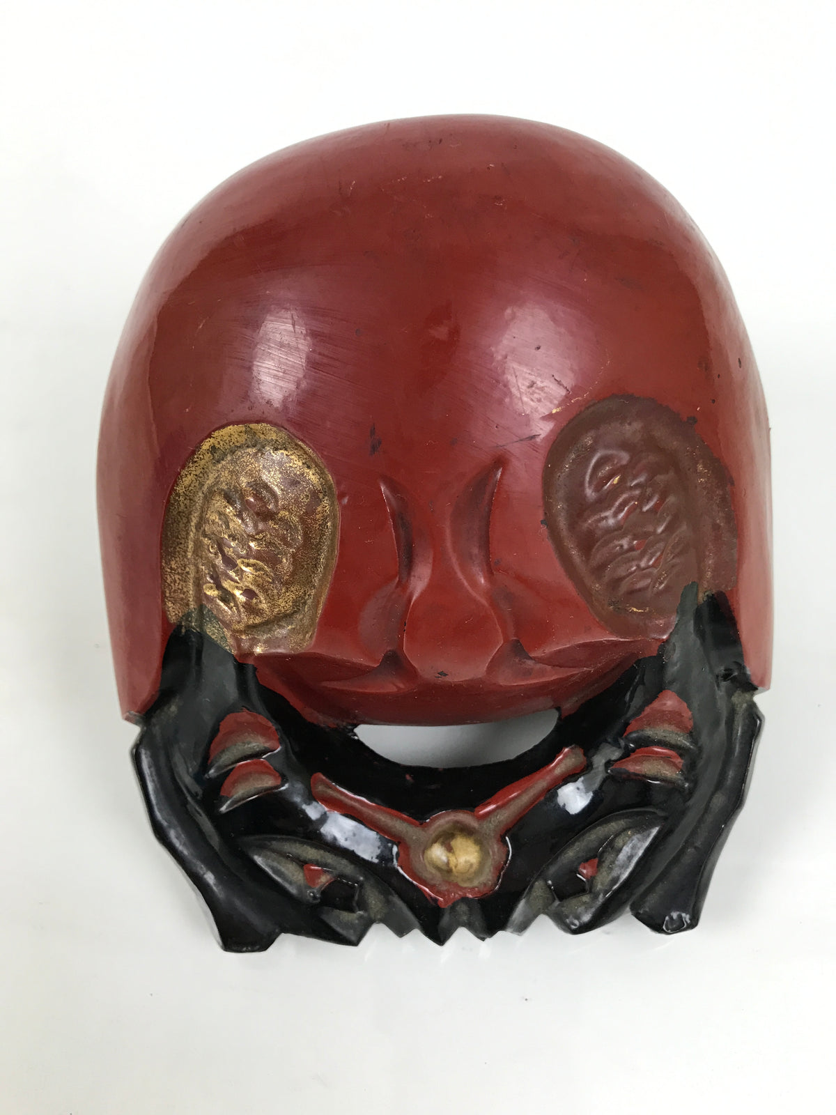 Japanese Carved Wooden Buddhist Drum Mokugyo Vtg Altar Fitting Lacquered BT42-OT - Buddhist-chidorivintage.com