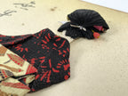 Japanese Shikishi Art Board Vtg Haiku Poem Washi Kimono Woman Black Red A849-AD - Painting-chidorivintage.com