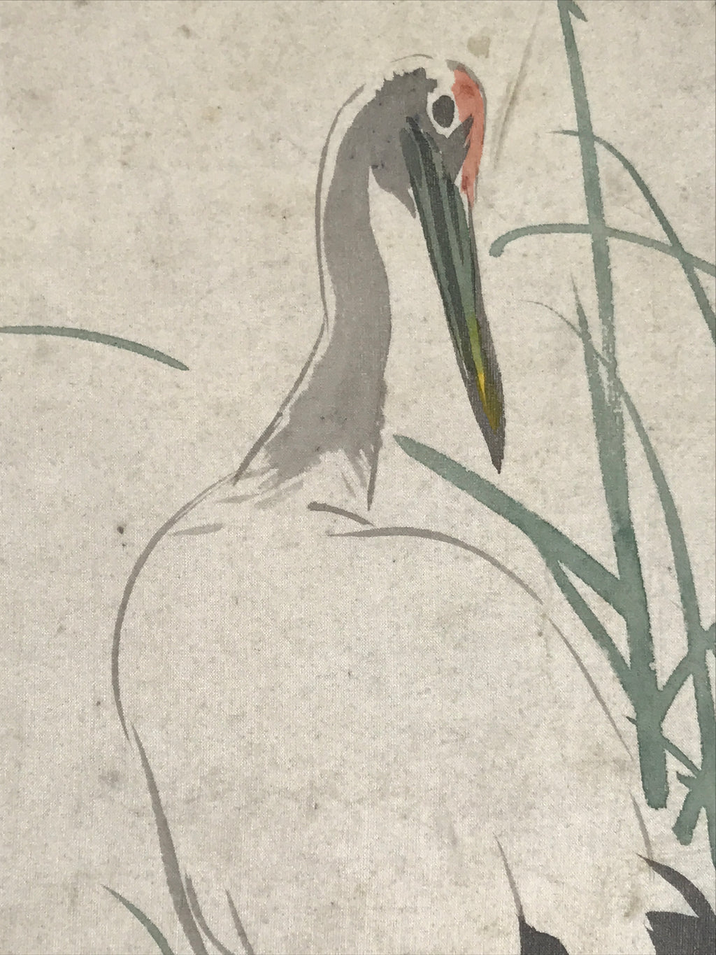 Japanese Shikishi Art Board Vtg Silk Painting River Waterside Bird Crane A858-AD - Painting-chidorivintage.com