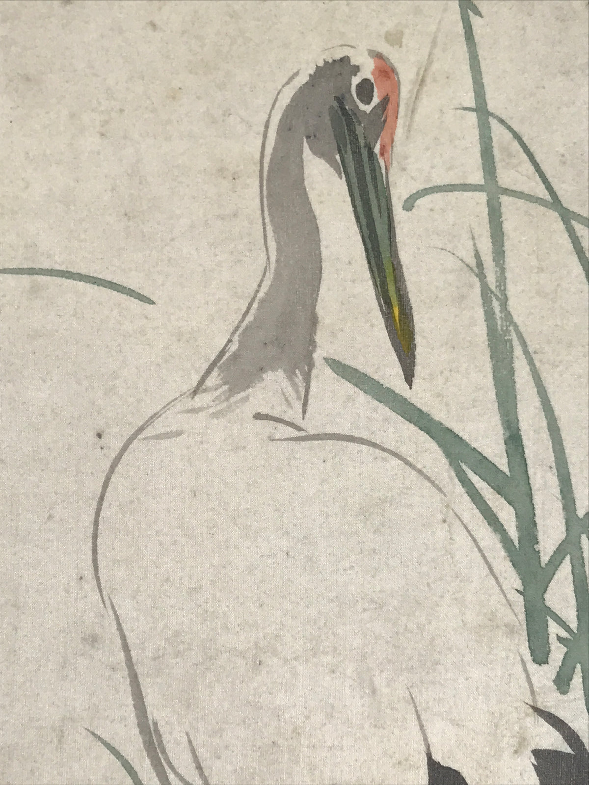 Japanese Shikishi Art Board Vtg Silk Painting River Waterside Bird Crane A858-AD - Painting-chidorivintage.com