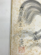 Japanese Shikishi Art Board Vtg Painting Sumie Running Horse Kanji Uma Gray A860-AD - Painting-chidorivintage.com