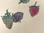 Japanese Shikishi Art Board Vtg Painting Strawberry Fruits Red Blue Green A861-AD - Painting-chidorivintage.com