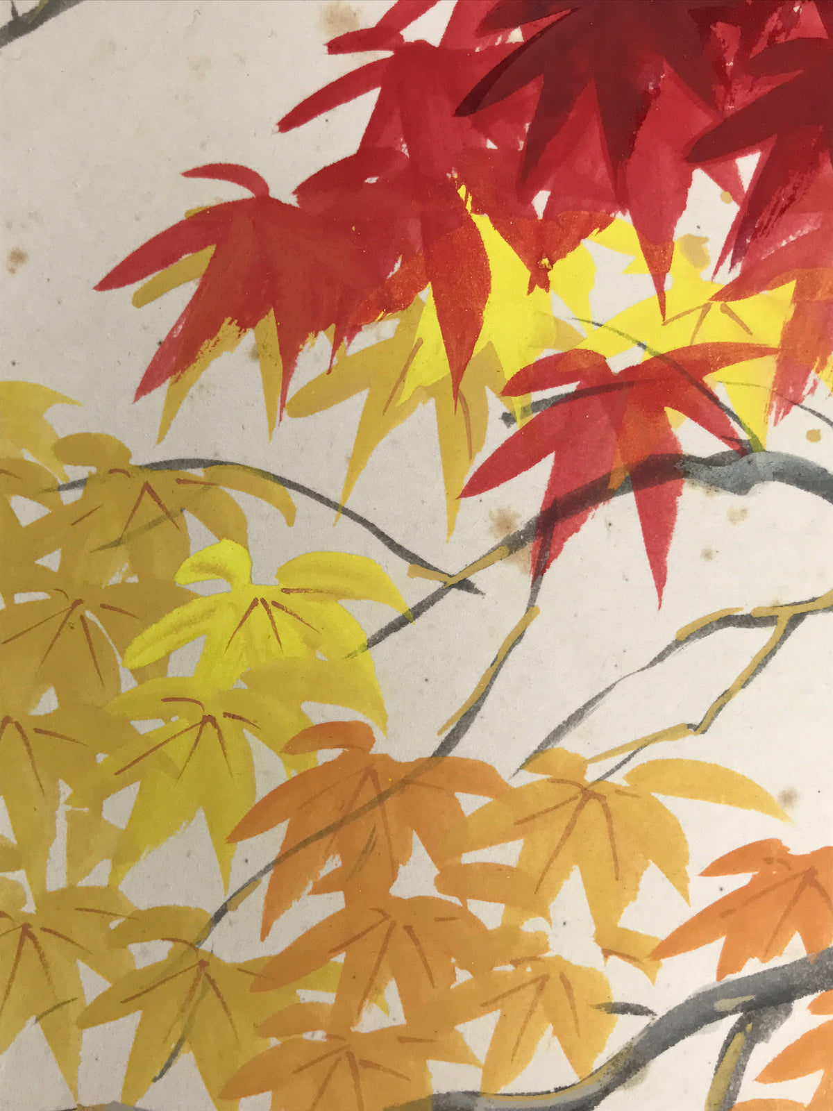 Japanese Shikishi Art Board Vtg Painting Autumn Leaves Momiji Small Bird A839-AD - Painting-chidorivintage.com