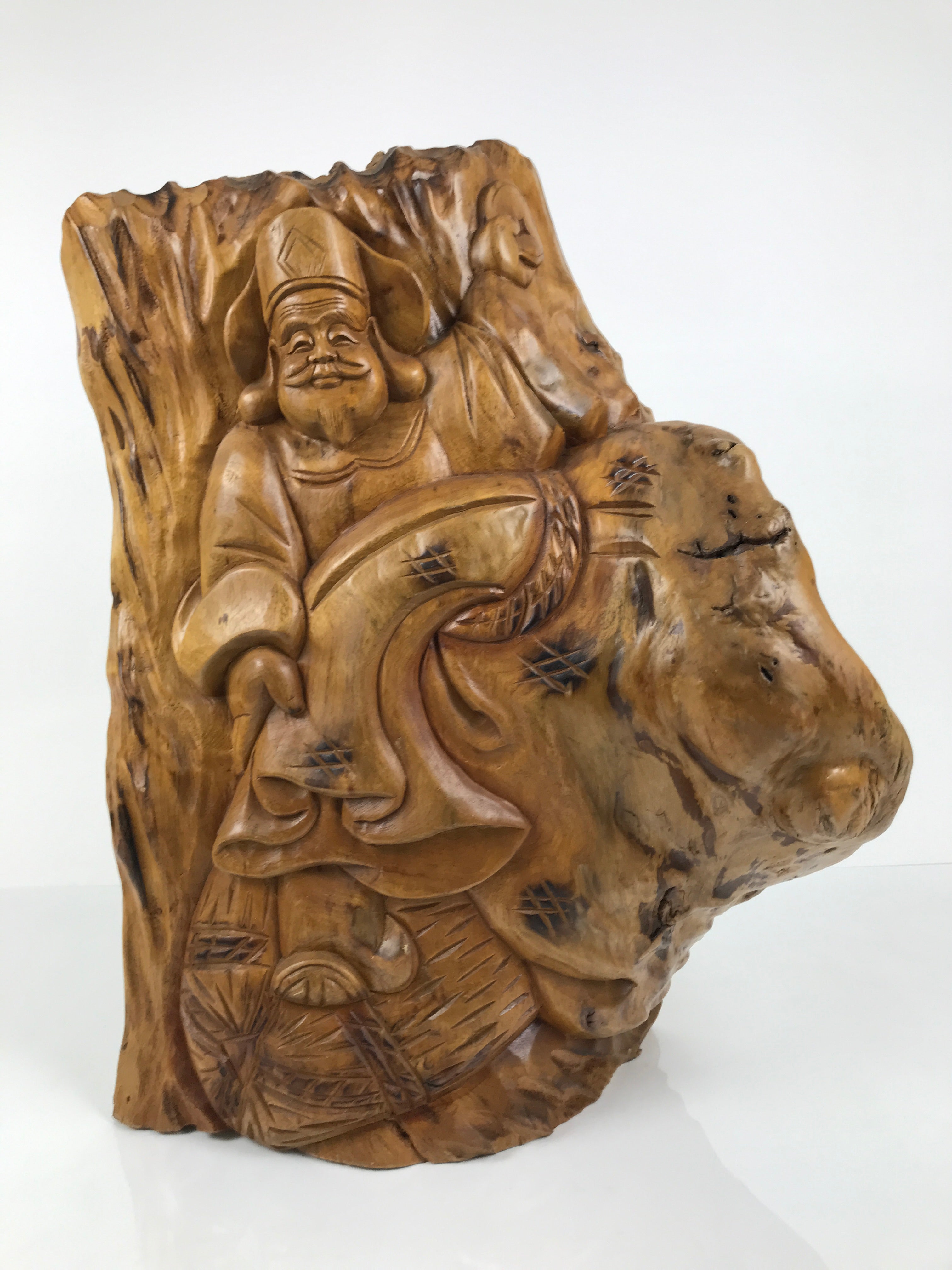 Japanese Carved Wooden Daikokuten Statue Vtg 7 Lucky Gods Sculpture Wealth ST98-AD - Statue-chidorivintage.com